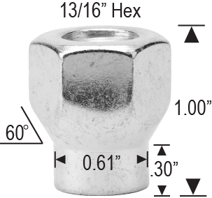 Open End ET Style Acorn Lug Nuts 12x1.5 13/16" Hex