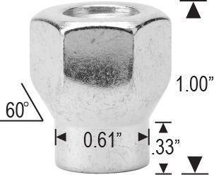 Open End ET Style Acorn Lug Nuts 1/2-20 LH 13/16" Hex Left Hand Threads