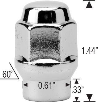 ET Style Bulge Acorn Lug Nuts 7/16-20 Chrome 3/4" Hex