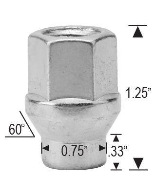 Open End ET Style Bulge Acorn Lug Nuts 9/16-18 13/16" Hex