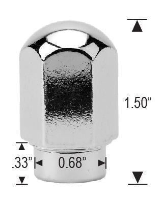 Chrome Mag Lug Nuts 7/16-20 Round Top .33" Short Shank