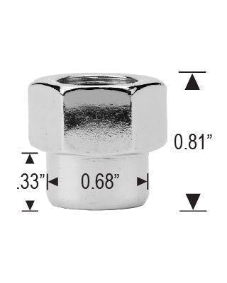 Chrome Mag Lug Nuts 7/16-20 Open End 0.33" Short Shank