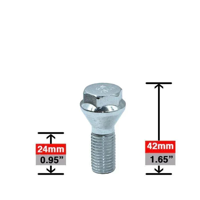 Lug Bolts Low Profile 12x1.25 Chrome Conical Stud Bolt 24mm Shank