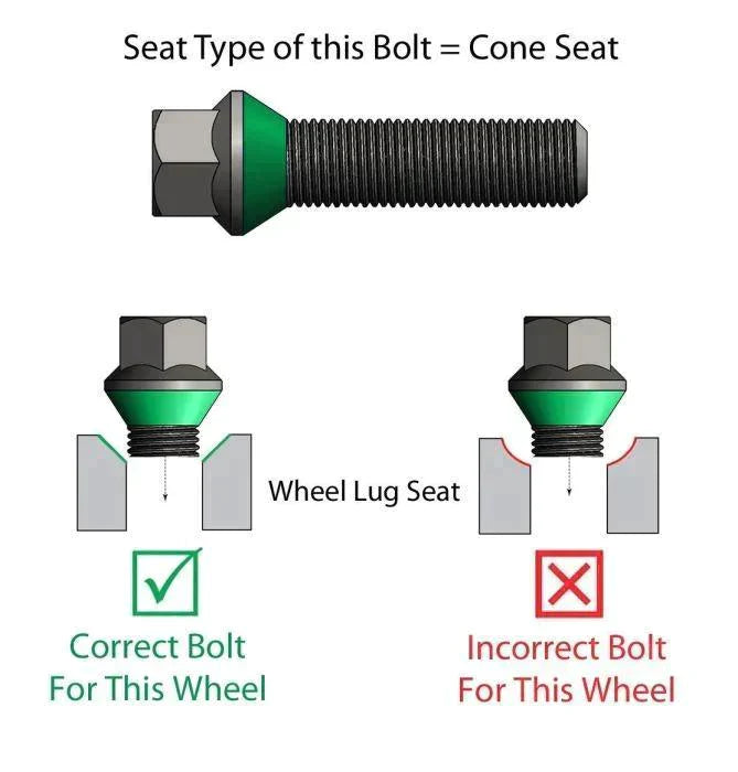 Lug Bolts 14x1.5 Chrome Conical Stud Bolt 35mm Shank