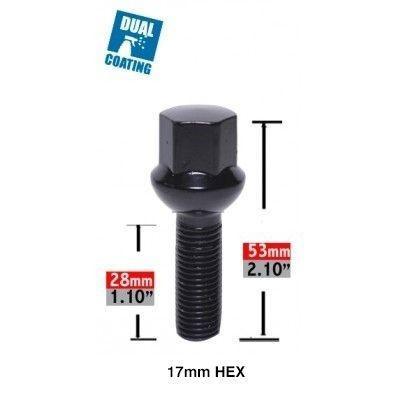 Lug Bolts 12x1.5 Black Conical Stud Bolt 28mm Shank