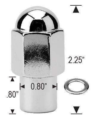 Dually Mag Lug Nut 14x1.5 Chrome Dome Top Standard 0.80" Shank