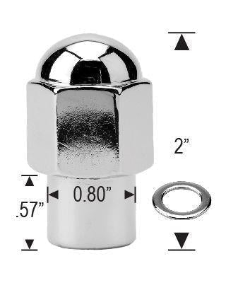 Dually Mag Lug Nut 14x1.5 Chrome Dome Top Short 0.57" Shank