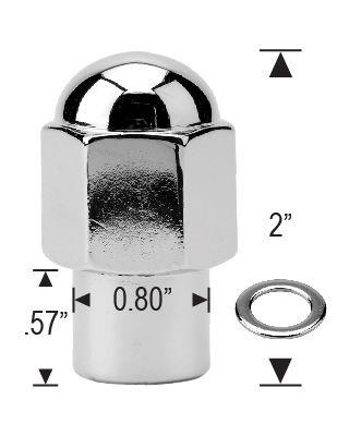 Dually Mag Lug Nut 9/16-18 Chrome Dome Top Short 0.57" Shank