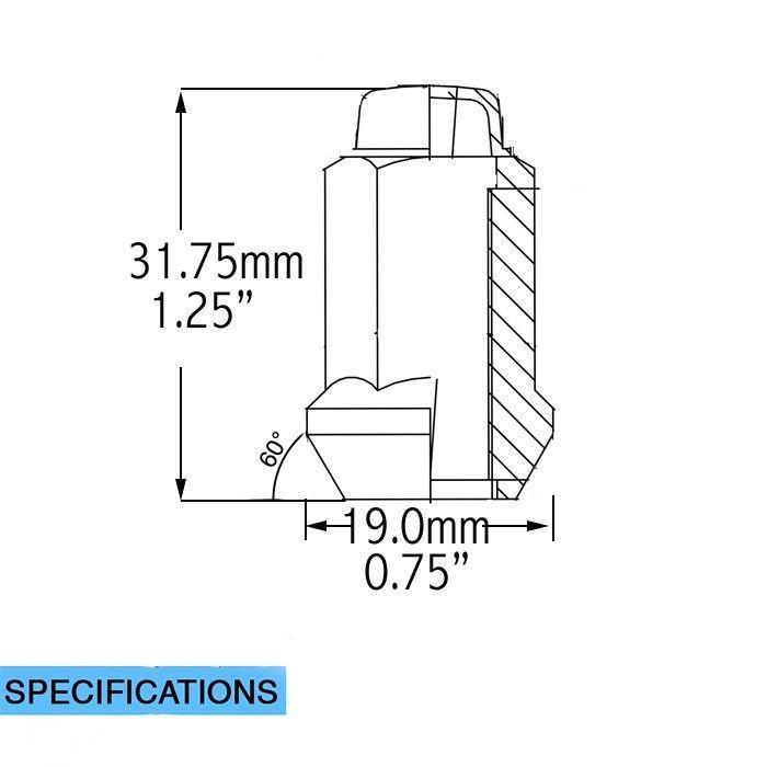 16 Black Bulge Acorn Lug Nuts 10x1.25 For ATV UTV SxS 14mm Hex
