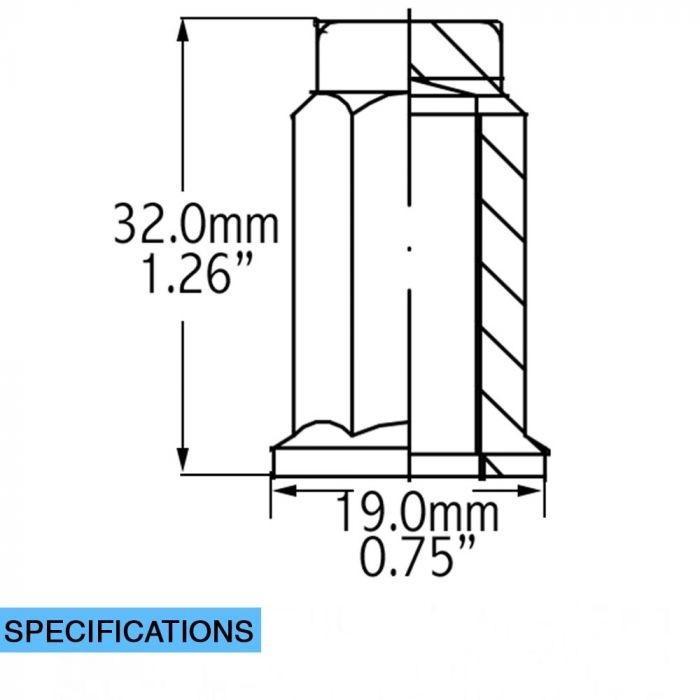 16 Chrome Flat Seat Lug Nuts 3/8 For ATV UTV SxS 14mm Hex
