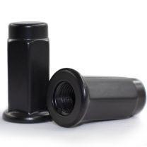 16 Black Flat Seat Lug Nuts 3/8 For ATV UTV SxS 14mm Hex