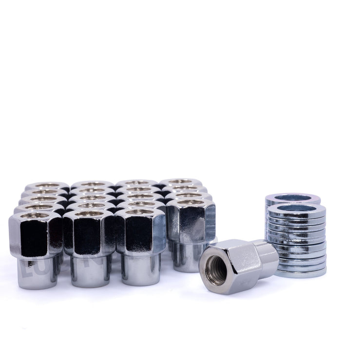 Chrome Open End Mag Lug Nuts 7/16-20 Round Top .55" Medium Shank