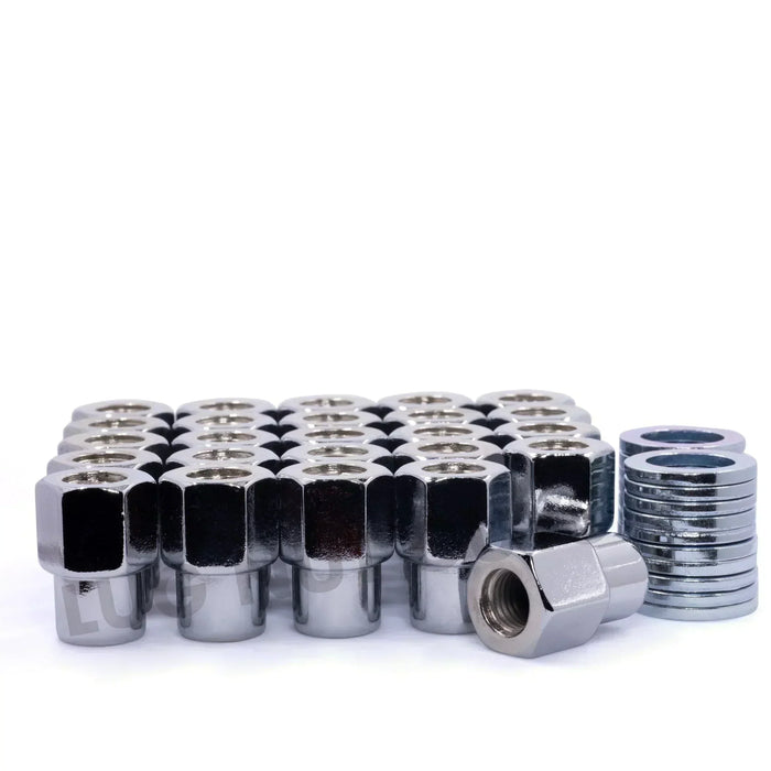 Chrome Open End Mag Lug Nuts 12x1.25 Round Top .55" Medium Shank