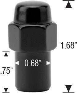 Standard Mag Lug Nuts 1/2-20 Black Round Top .75" Shank