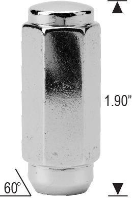 Lug Nuts Duplex Acorn 1/2-20LH Chrome 7/8" Hex 1.9" Tall