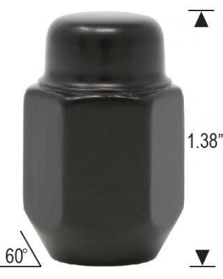 Standard Acorn Lug Nuts 1/2-20 Black 13/16" Hex
