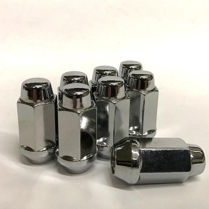 Bulge Acorn Lug Nut 5/8-18 Chrome 13/16" Hex Flat Top 1.9" Tall