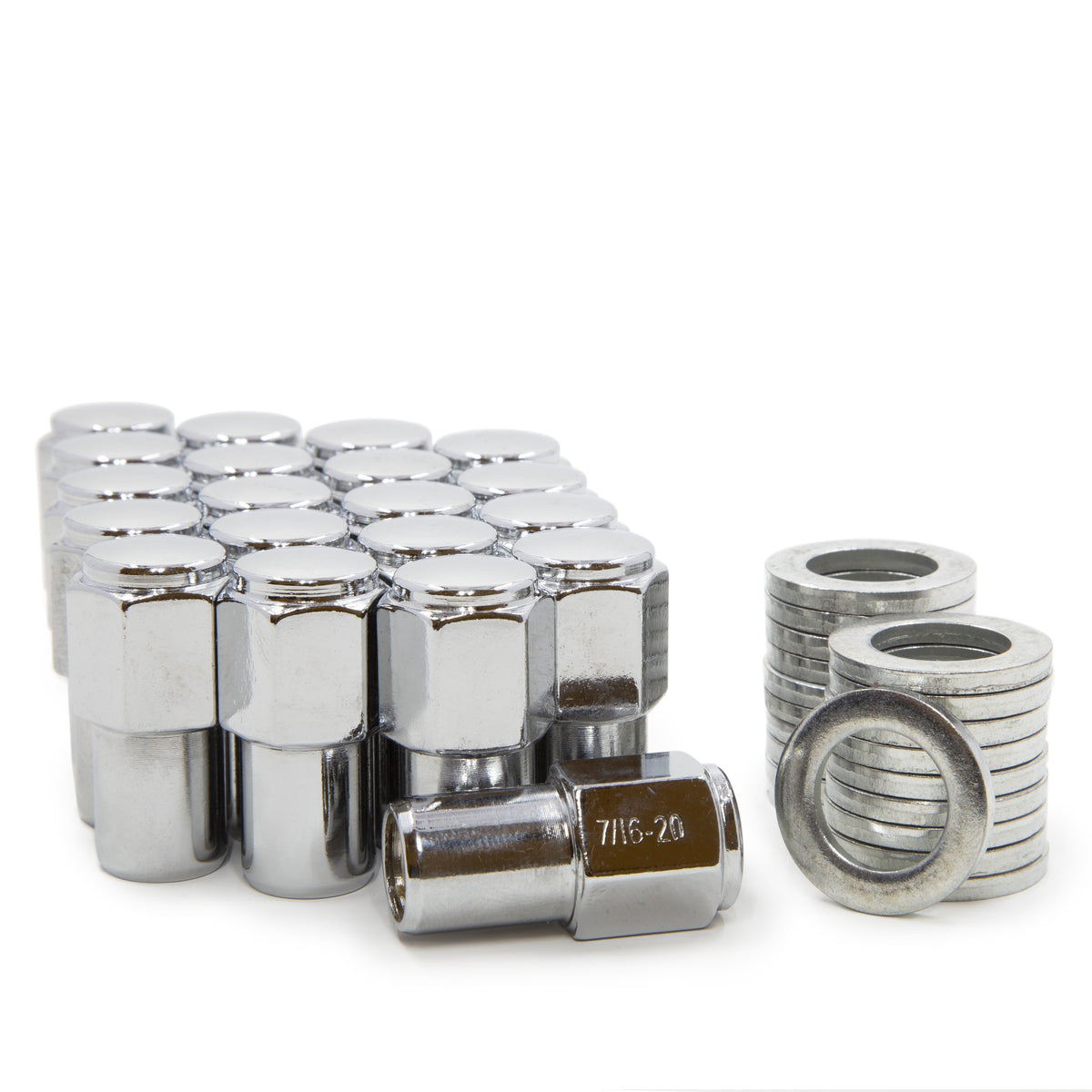16 Chrome Mag Wheel Lug Nuts - 1/2-20 Thread, 1" Shank, Fits Cragar, Mopar, Ford SST