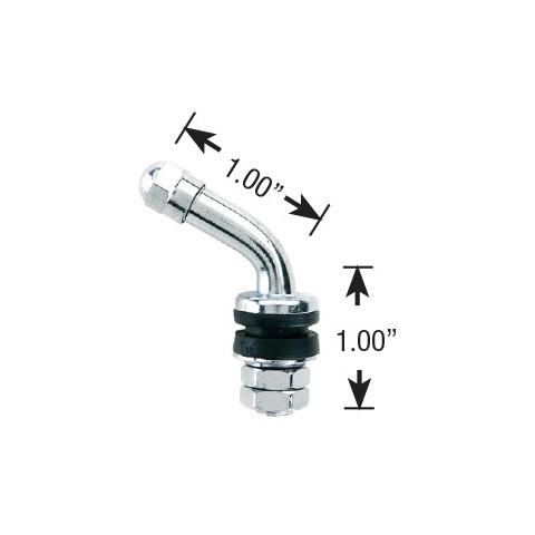 Chrome Valve Stems and Caps Metal Bolt-In 60 Degree Set of Four