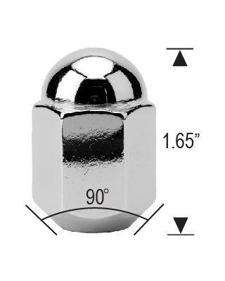 Dually Acorn Lug Nut 9/16-18 Chrome Short Dome Top Standard Conical