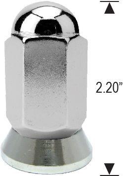 Dually Acorn Lug Nut 9/16-18 Chrome Dome Top Standard Flat Seat
