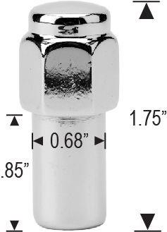 Standard Mag Lug Nuts 1/2-20 Flat Top .85" Shank, Cragar S/S Offset Washer