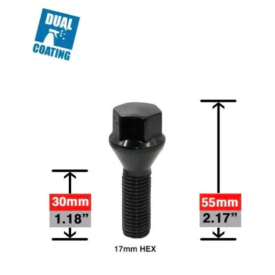 20x 14x1.5 BLACK CONE SEAT LUG BOLTS 40MM SHANK MOST MERCEDES 20x 14x1.5 BLACK CONE SEAT LUG BOLTS 40MM SHANK MOST MERCEDES