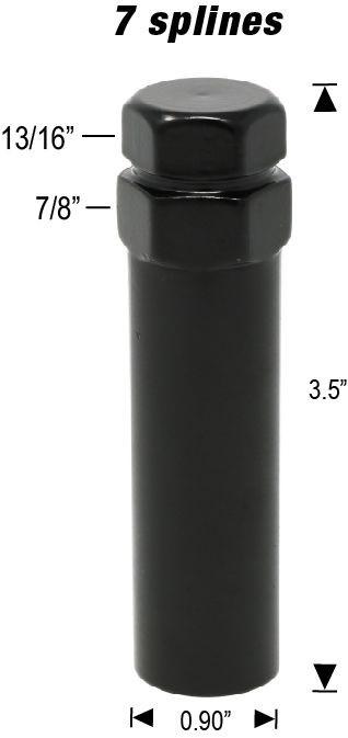 Spline Acorn Lug Nuts - 14x1.5 - Black 1.5" Tall