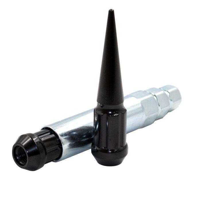 Spline Drive Spike Acorn Lug Nut Black 1/2-20 3.3" Long