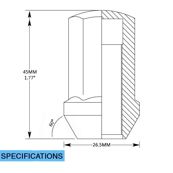 Lug Nuts 1/2-20 Chrome OE Style Replacement 1.77" Tall Fits Jeep JL Wheels On JK