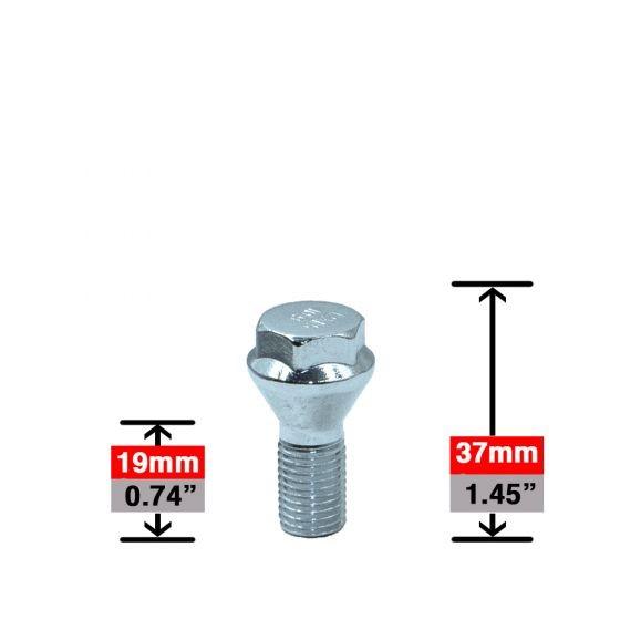 Lug Bolts Low Profile 12x1.5 Chrome Conical Stud Bolt 19mm Shank