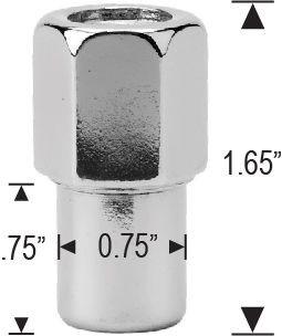 Standard Mag Lug Nuts 14x1.5 Open End 0.75" Shank, Zinc Washer