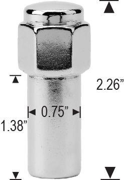 SST Mag Lug Nut 14x1.5 Flat Top 1.37" Shank, Center Hole Washer