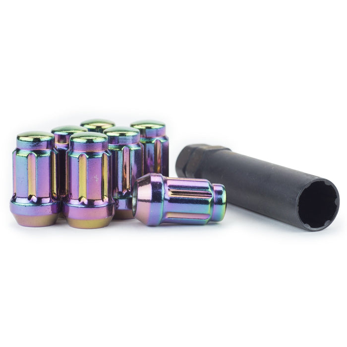 Spline Tuner Bulge Acorn Lug Nuts - 7/16-20 - NeoChrome