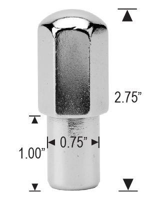 Duplex XXL Mag Lug Nuts 9/16-18 Chrome 1.0" Shank 0.75" Diameter 7/8" Hex with Washers