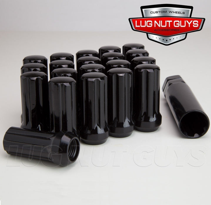 Spline Drive Bulge Acorn Lug Nut 1/2-20 2" Long Black