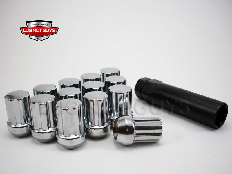 Spline Acorn Lug Nuts - 1/2-20 - Chrome 1.37" Tall