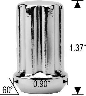 Spline Acorn Lug Nuts - 1/2-20 - Chrome 1.37" Tall