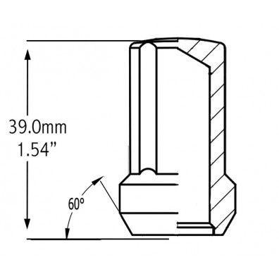 Spline Acorn Lug Nuts - 12x1.5 - Black 1.4" Tall - Standard Diameter