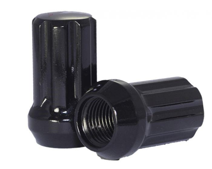 Spline Acorn Lug Nuts - 12x1.5 - Black 1.5" Tall - Standard Diameter