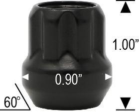 Spline Drive Bulge Acorn Lug Nut 14x1.5 Open End Black