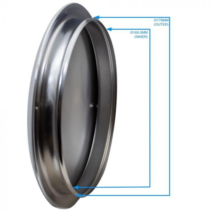 Cap - Police Style Stainless Steel 8" Rally Cap for Ralley Wheel (6.75" Ring)