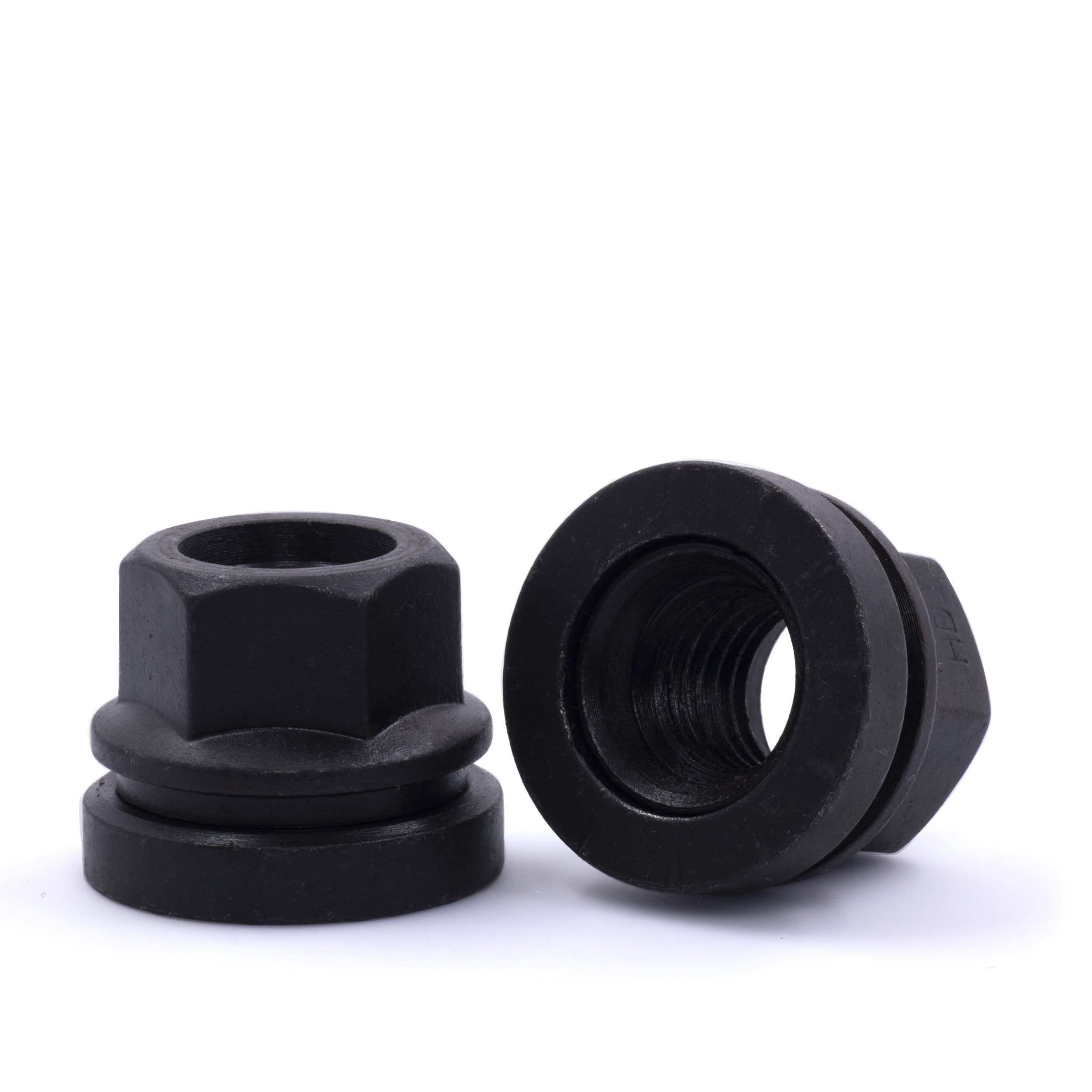 E87 M14x1.5 Locking Wheel Lug Nuts - Black, Set Of 4 With Key, Steel, For Wheel Spacers & Security