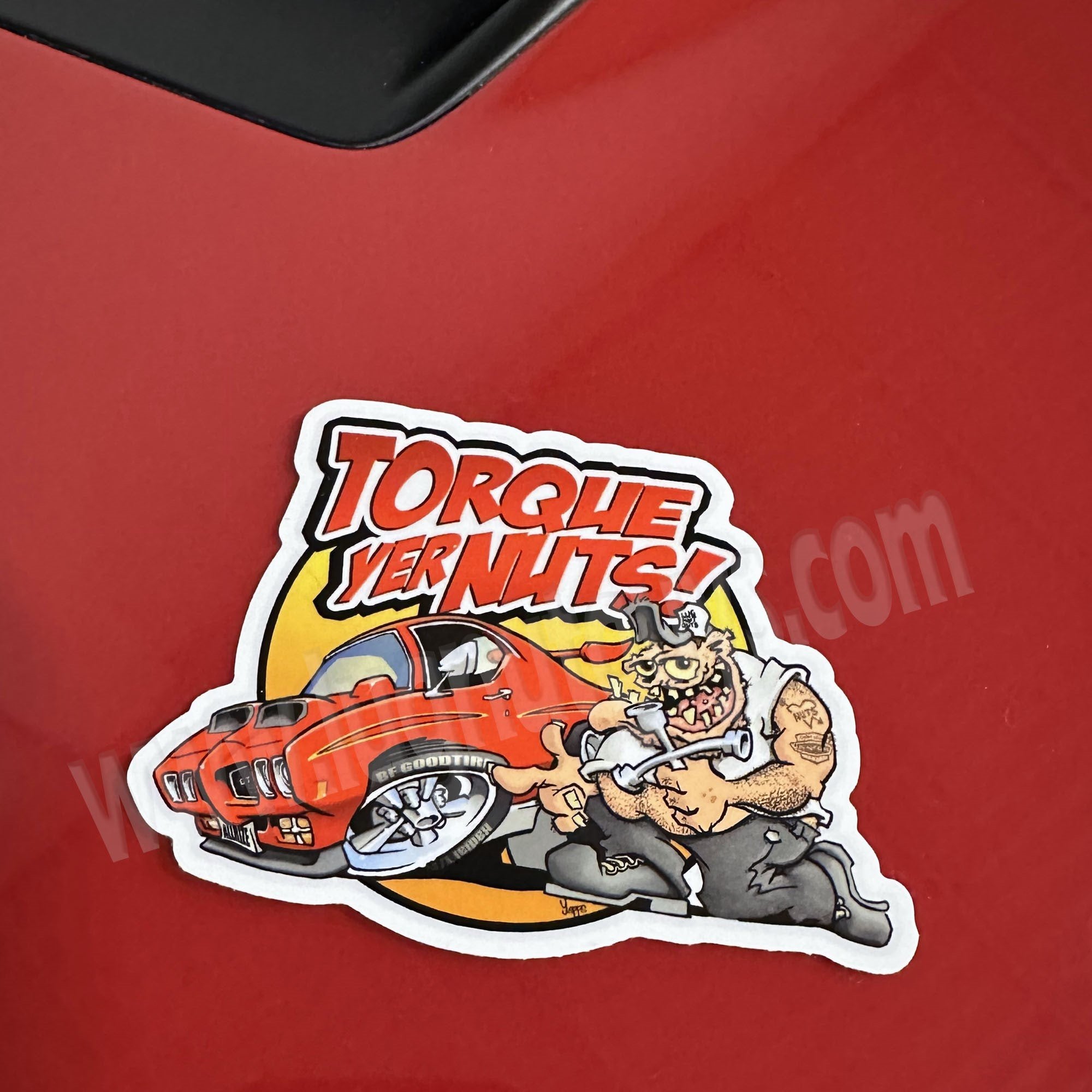 Torque Yer Nuts Sticker | Automotive Garage Decal | Lug Nut Guys