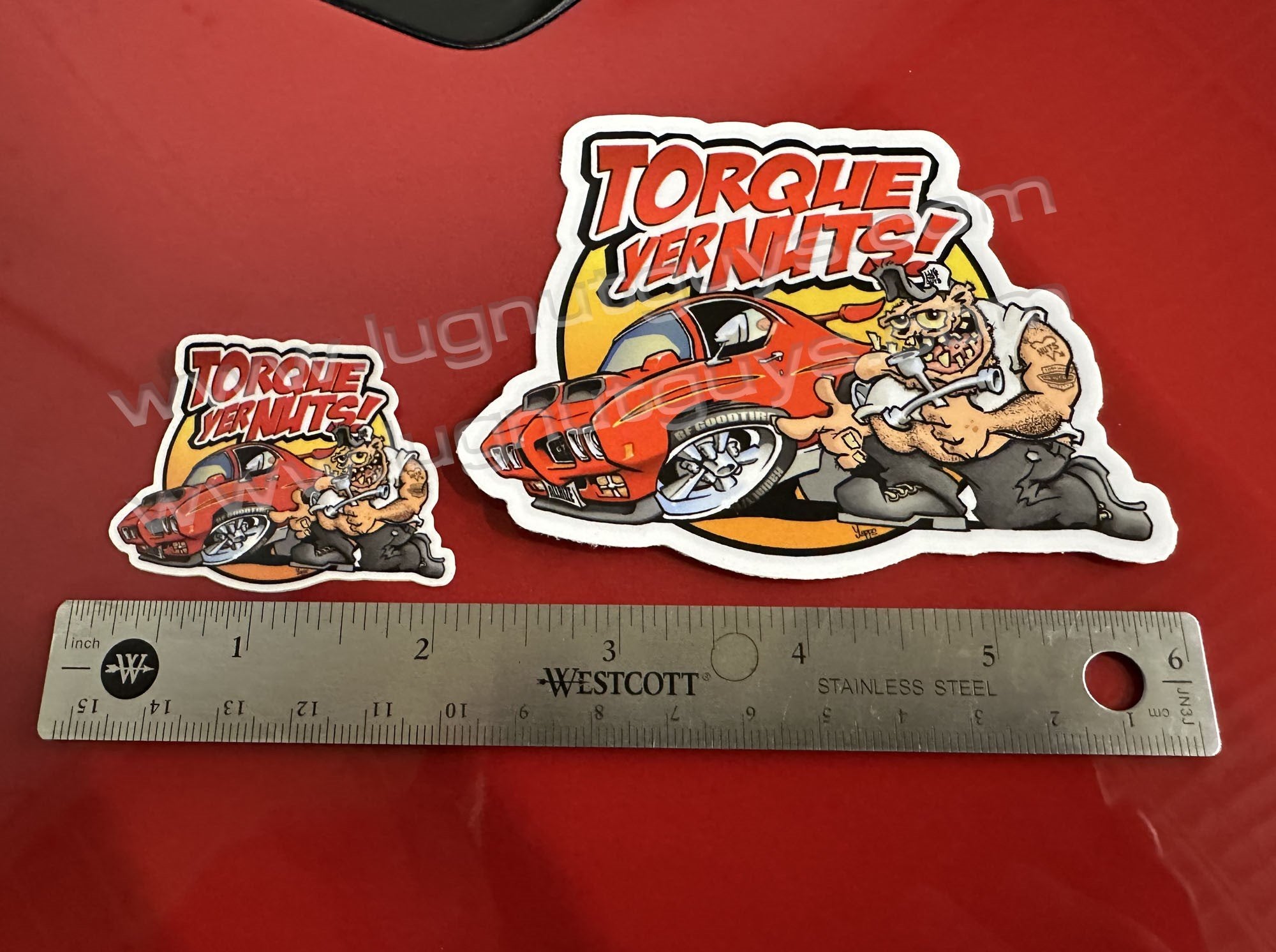 Torque Yer Nuts Sticker | Automotive Garage Decal | Lug Nut Guys