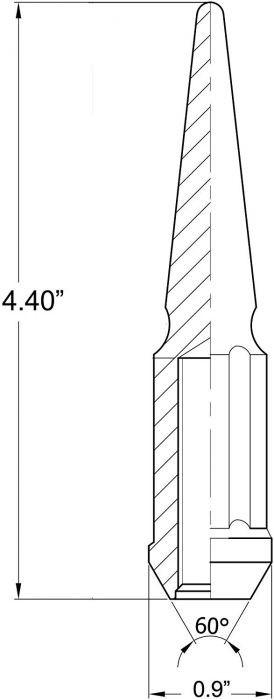 Spike Acorn Lug Nut 14x2 4.4" Long Chrome Finish