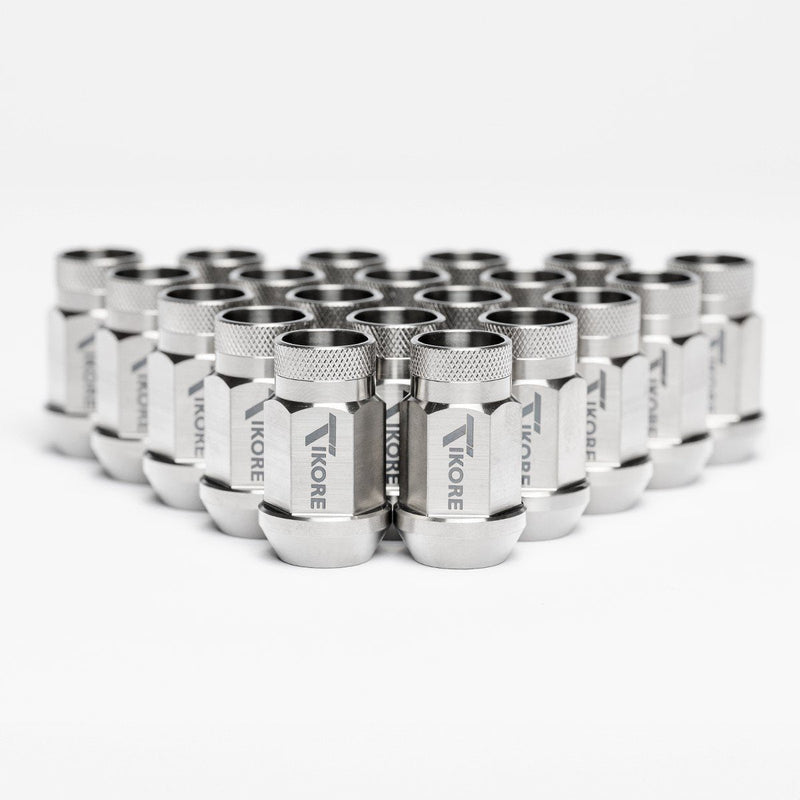 TIKORE TK48 Titanium Lug Nuts 12x1.5 Open End Conical 48mm Length Pack of 20