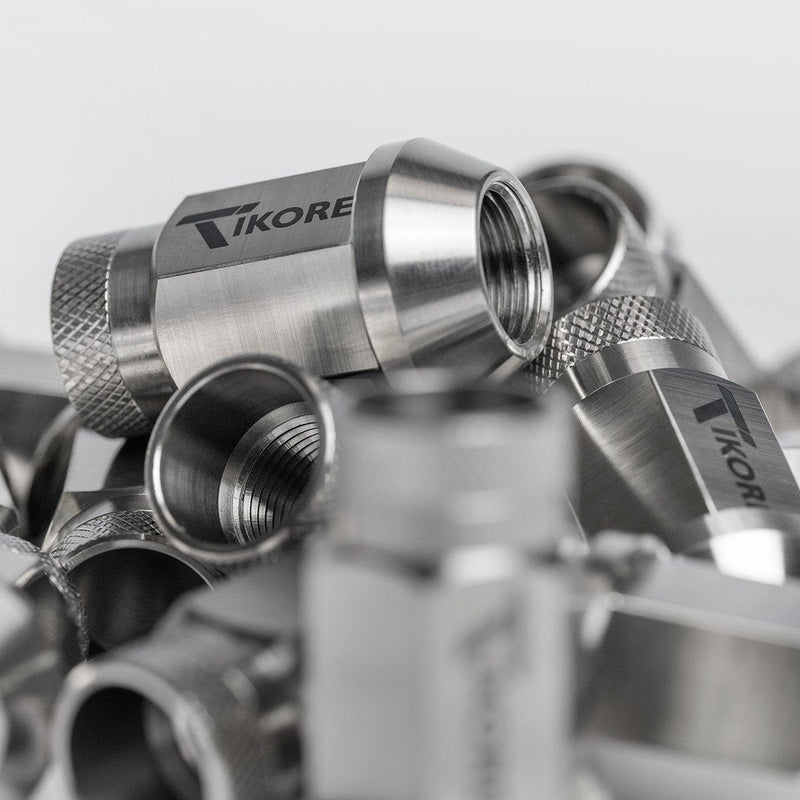 TIKORE TK48 Titanium Lug Nuts 14x1.25 Open End Conical 48mm Length Pack of 20
