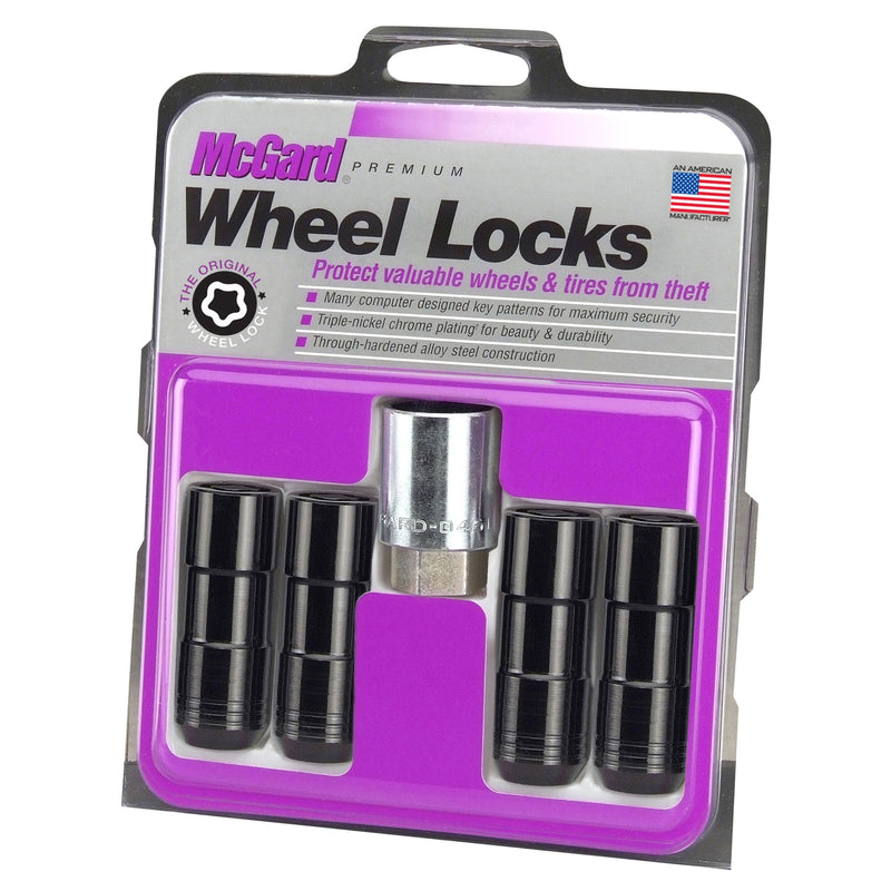 McGard 24144 Locking Lug Nut Set - 9/16-18 Cone Seat - Black - Set of Four with Key