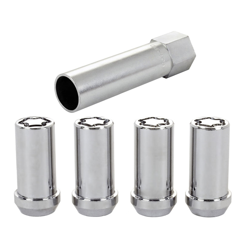 McGard 25240 Locking Lug Nut Set - 1/2-20 Tuner Style Cone Seat - Chrome - Set of Four with Key